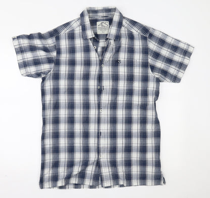 ACS Mens Blue Plaid   Button-Up Size L