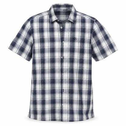 ACS Mens Blue Plaid   Button-Up Size L