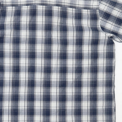 ACS Mens Blue Plaid   Button-Up Size L