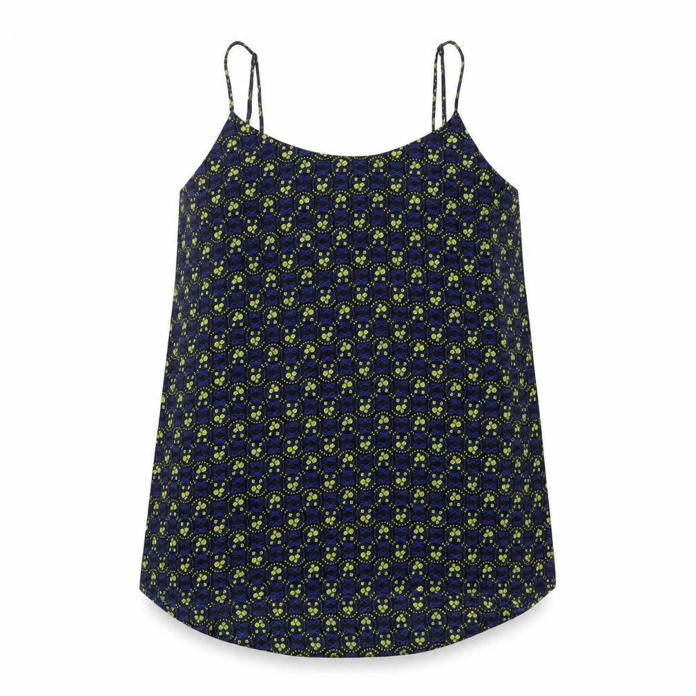 Front view of Oasis women’s blue camisole tank, size UK 8