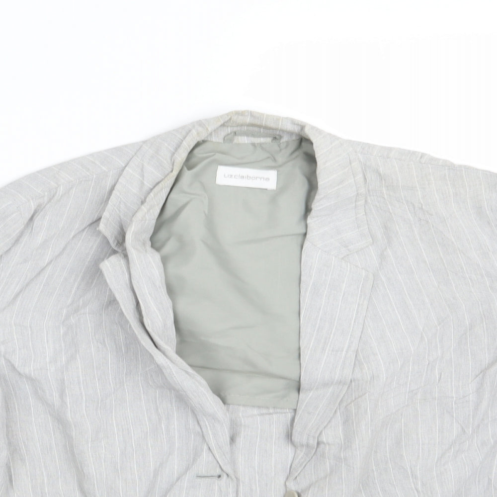 Liz Claiborne  Womens Grey Striped  Jacket Blazer Size 10