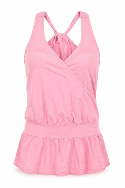 Front view of Kit Kit Kit women’s pink basic tank, size UK 12
