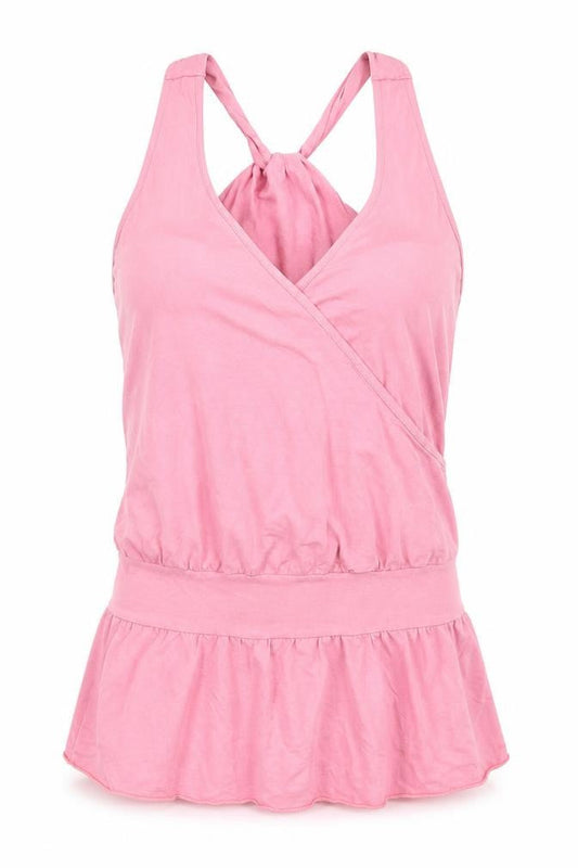 Front view of Kit Kit Kit women’s pink basic tank, size UK 12