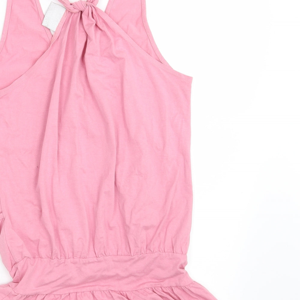 Brand and care label for Kit Kit Kit women’s pink basic tank, size UK 12