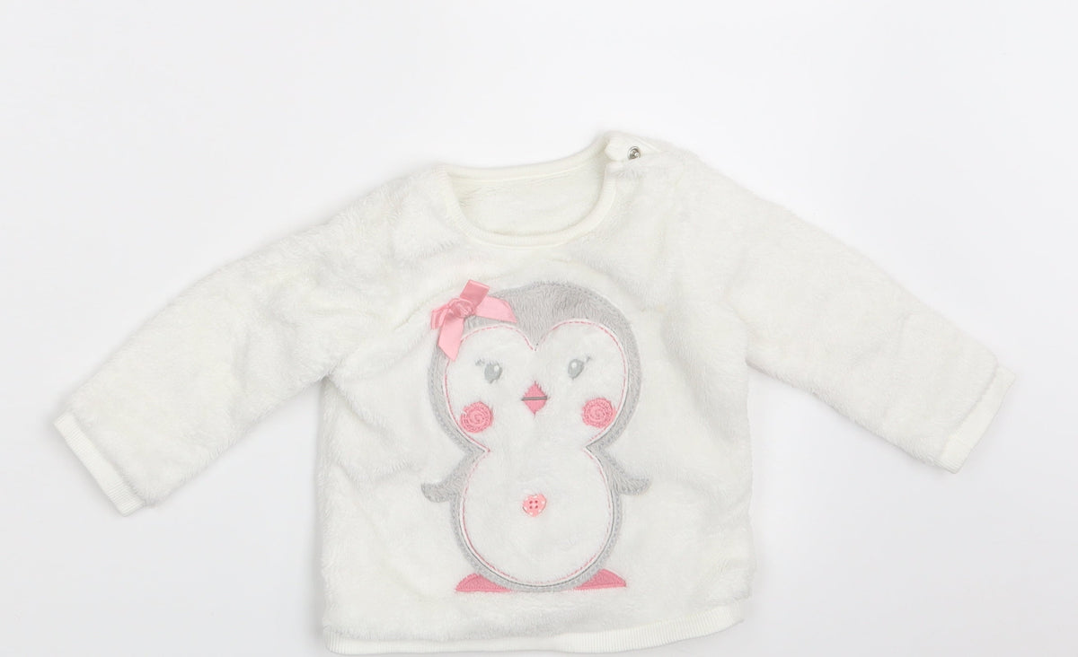 Additional front view of George girls’ white jumper, size 6-9, months