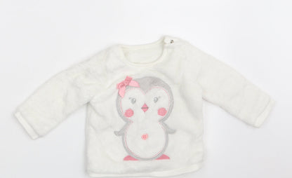 Additional front view of George girls’ white jumper, size 6-9, months