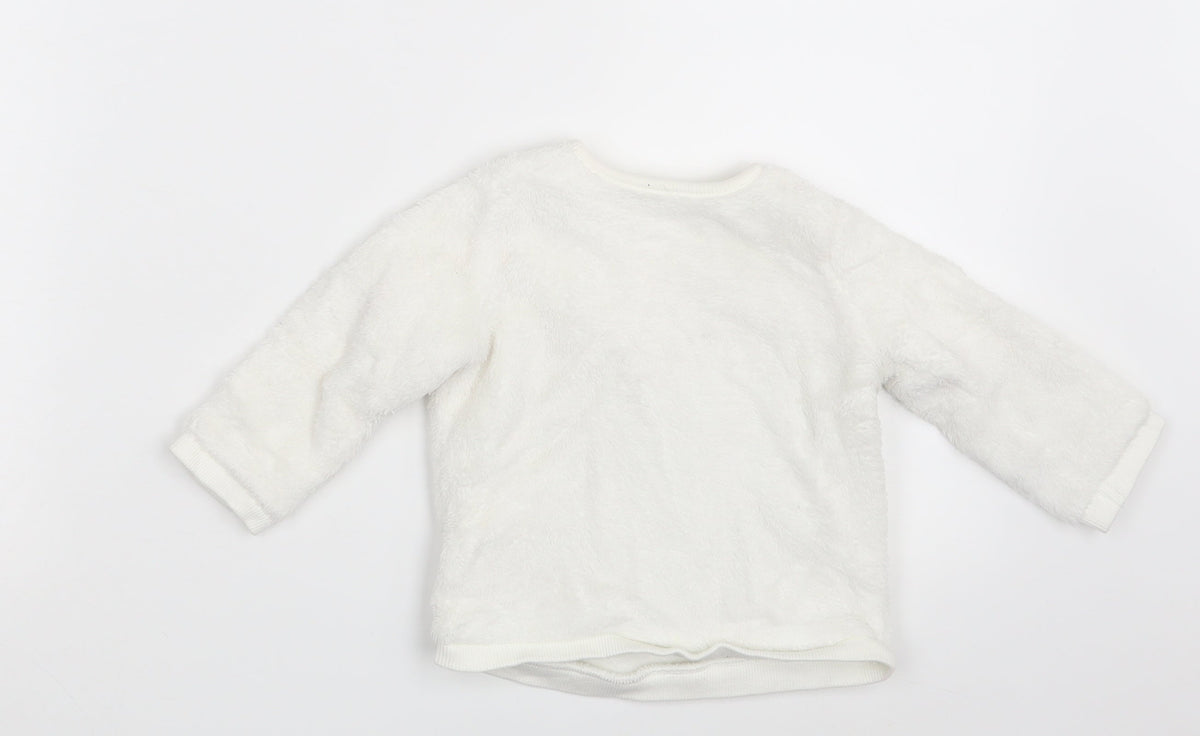 Back view of George girls’ white jumper, size 6-9, months
