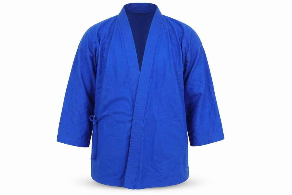 Front view of Blitz boys’ blue basic dress shirt, size 16, years - karate- martial arts