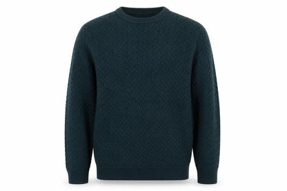 Front view of SHENIOR Collection men’s green knit jumper one size