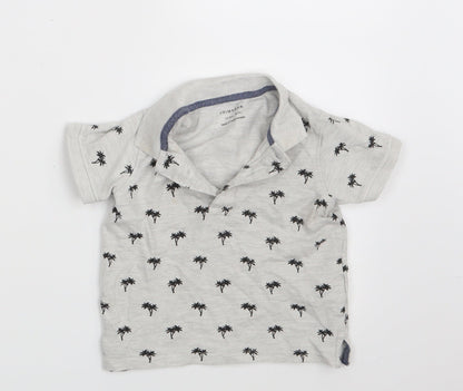Additional front view of Primark boys’ grey floral basic polo, size 12-18, months