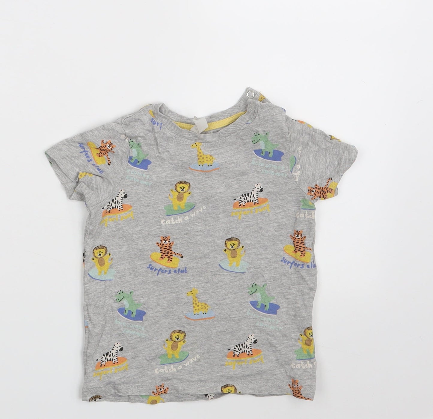 H&M Girls Grey Animal Print  Basic T-Shirt Size 12-18 Months