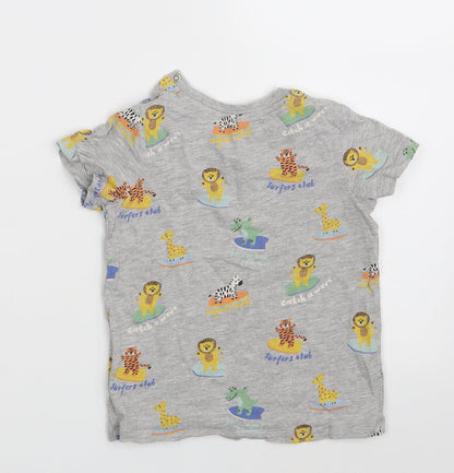 H&M Girls Grey Animal Print  Basic T-Shirt Size 12-18 Months