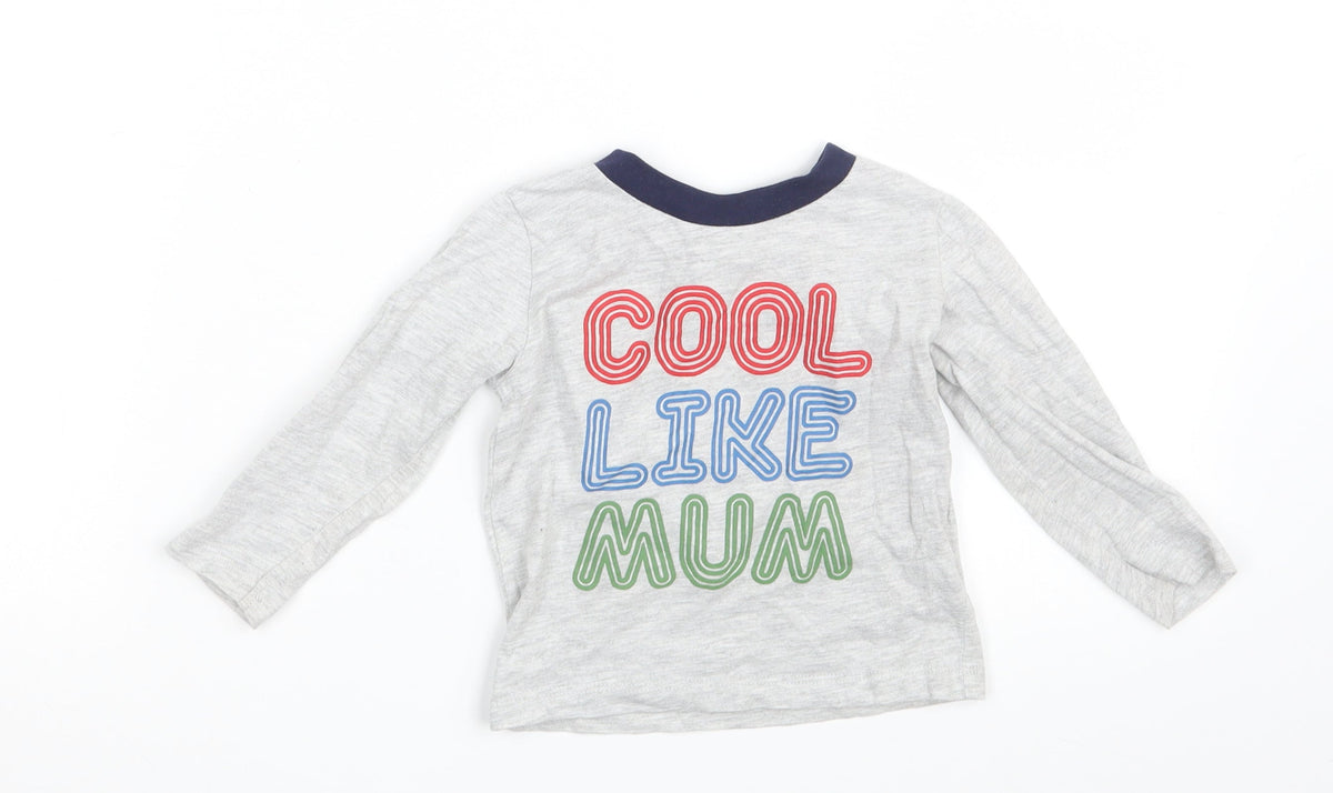 Additional front view of Primark Baby Grey Basic T-Shirt, size 9-12, Months - Cool Like Mum
