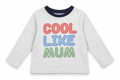 Front view of Primark Baby Grey Basic T-Shirt, size 9-12, Months - Cool Like Mum