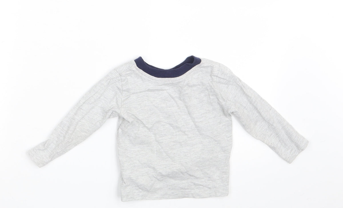 Back view of Primark Baby Grey Basic T-Shirt, size 9-12, Months - Cool Like Mum