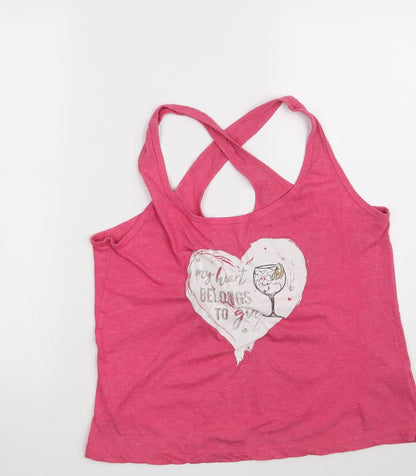 Womens UK Size 8 Peacocks Pink Basic Tank