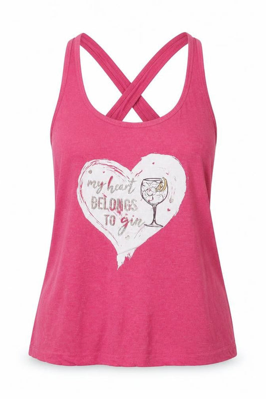Front view of Peacocks women’s pink basic tank, size UK 8