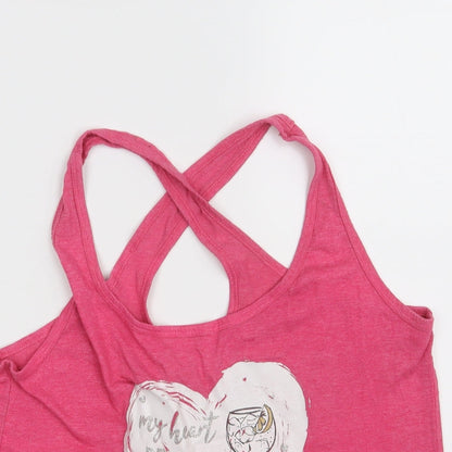 Womens UK Size 8 Peacocks Pink Basic Tank