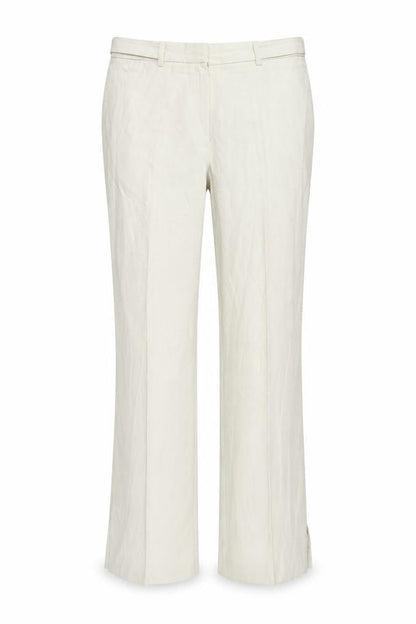 Front view of STOOTOP women’s beige trousers, size UK 28, in, 30-inch leg