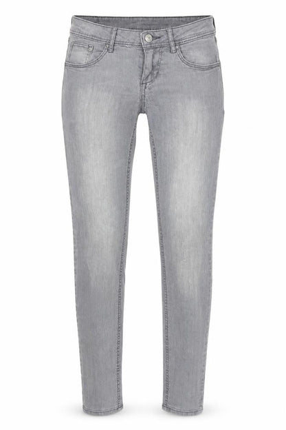 Front view of H&M women’s grey denim skinny jeans, size UK 26, in, 30-inch leg