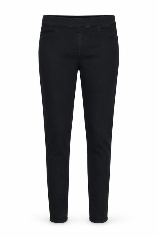 Front view of H&M women’s black denim jegging jeans, size UK 36, in, 28-inch leg