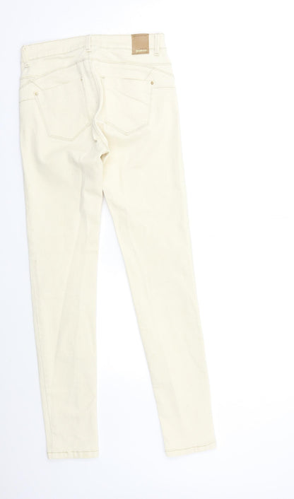 Womens UK Size 8 Stradivarius Regular Fit Skinny Ivory Jeans