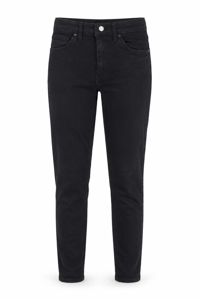 Front view of Topshop women’s black denim skinny jeans, size UK 28, in, 32-inch leg