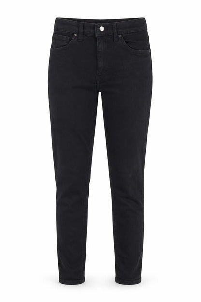 Front view of Topshop women’s black denim skinny jeans, size UK 28, in, 32-inch leg