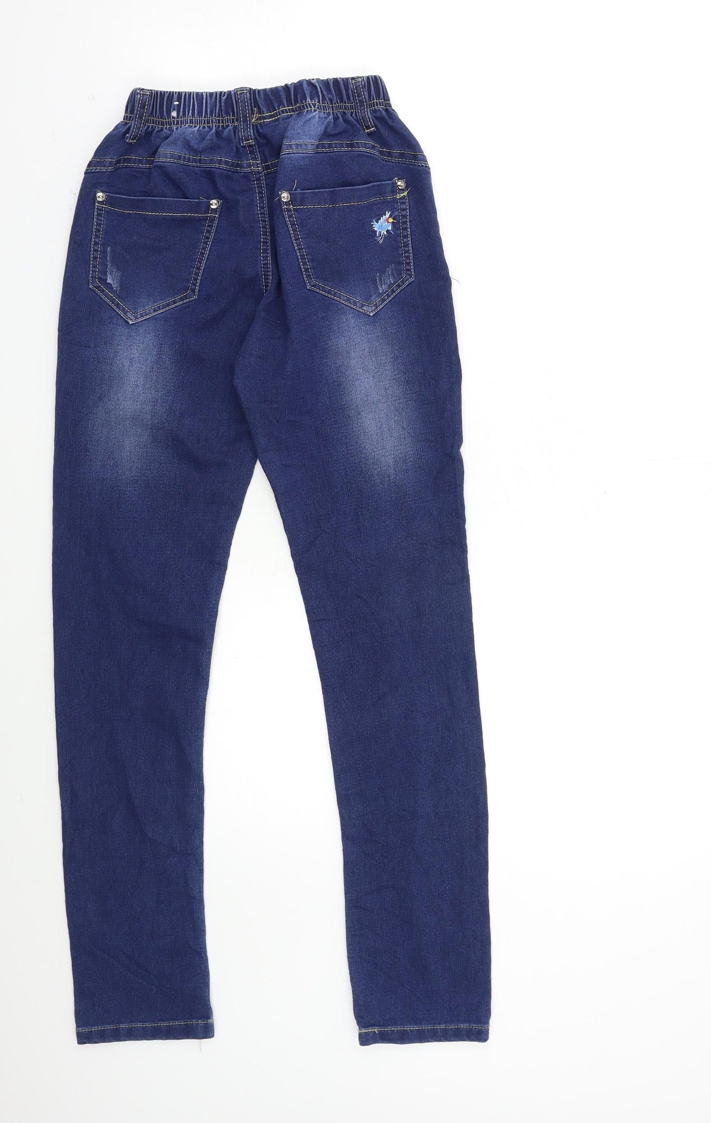 yilihao Girls Blue Floral Denim Skinny Jeans Size 14 Years