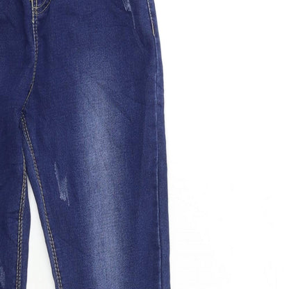 yilihao Girls Blue Floral Denim Skinny Jeans Size 14 Years