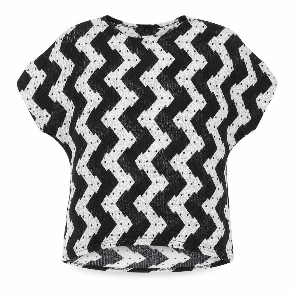 Front view of Sangbeini women’s black striped basic t-shirt, size XL