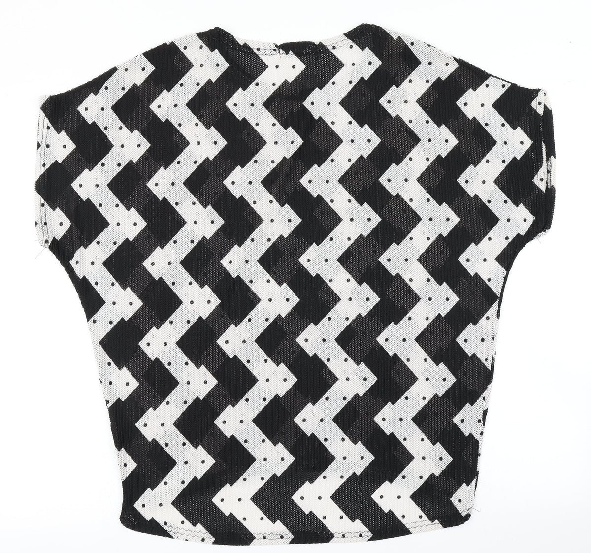 Back view of Sangbeini women’s black striped basic t-shirt, size XL