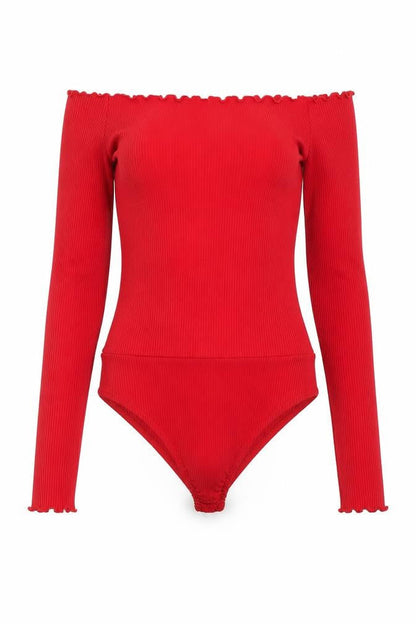 Womens UK Size 4 PRETTYLITTLETHING One-Piece Red Bodysuit
