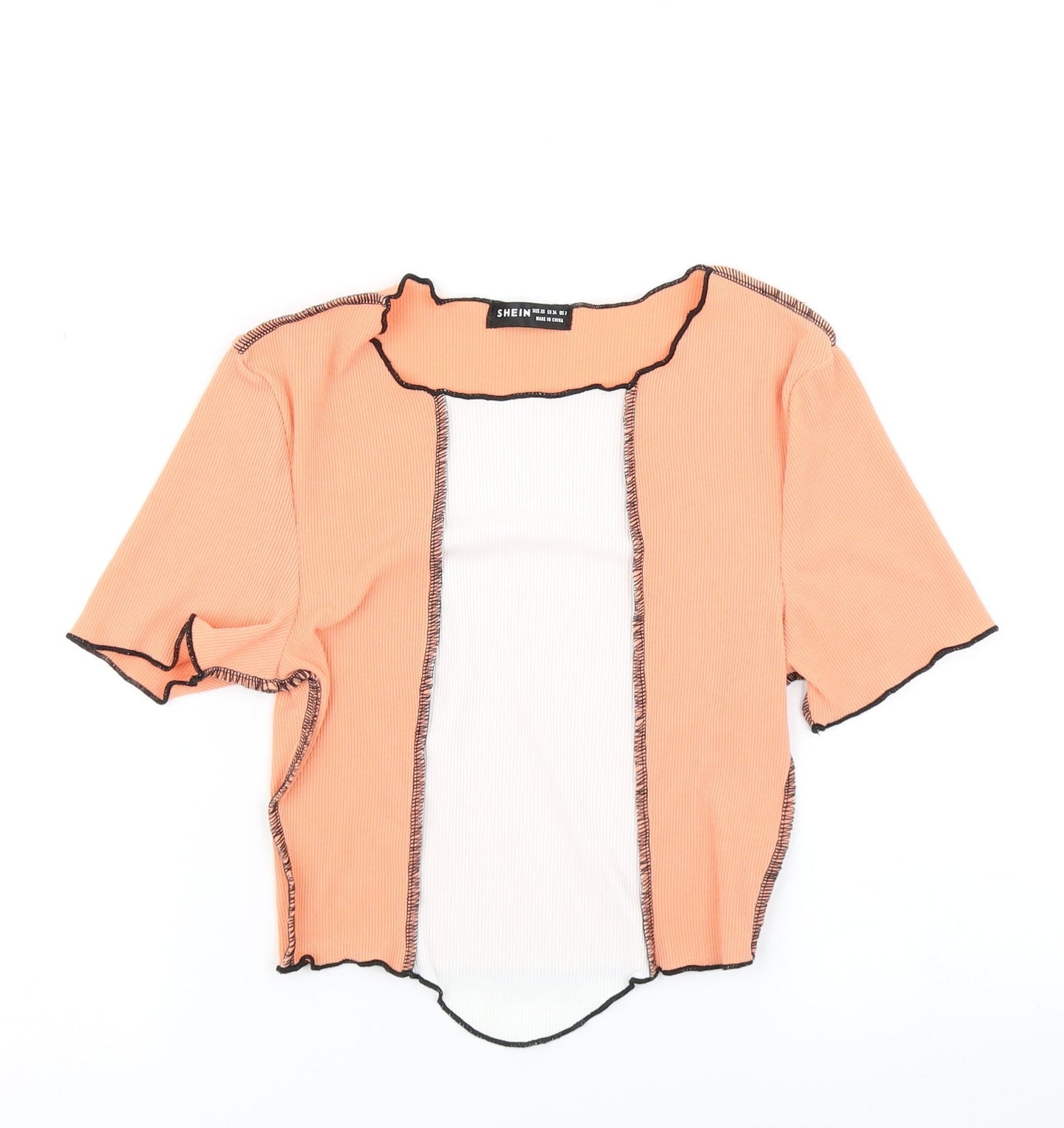 SheIn Womens Orange Colourblock  Cropped T-Shirt Size XS