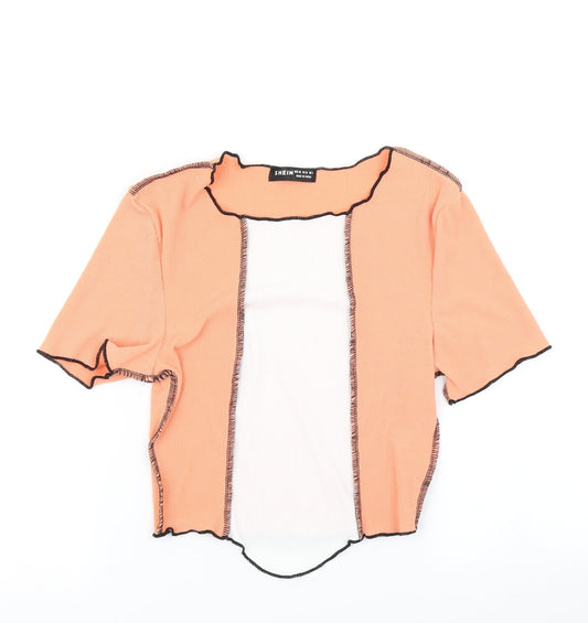SheIn Womens Orange Colourblock  Cropped T-Shirt Size XS