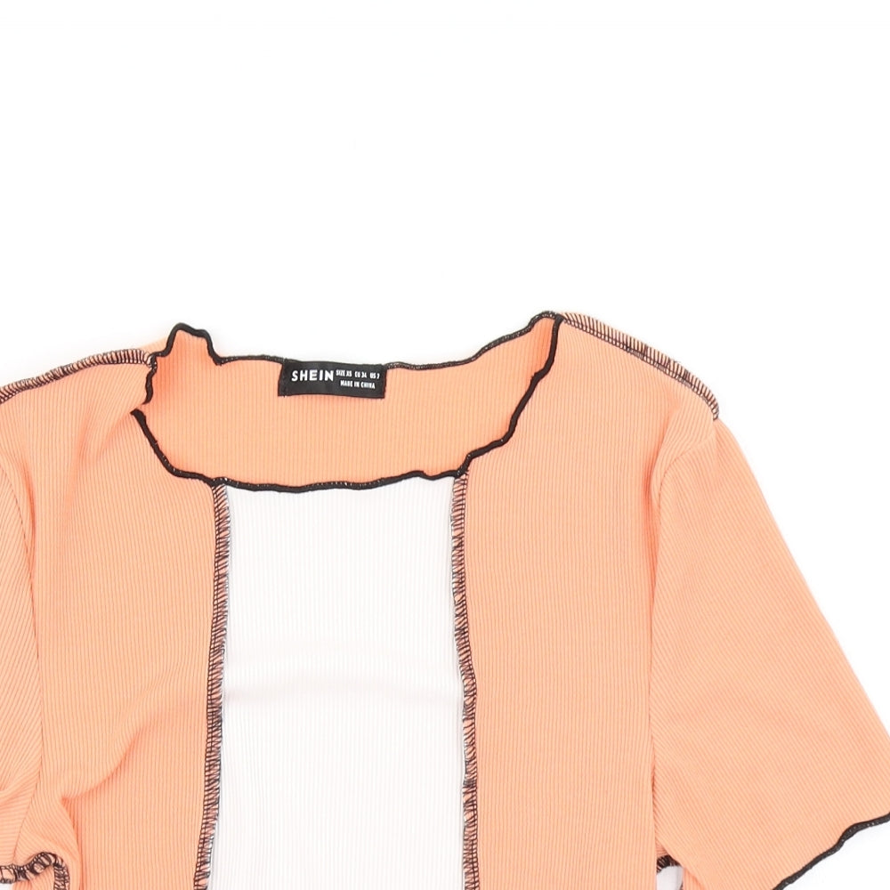 SheIn Womens Orange Colourblock  Cropped T-Shirt Size XS