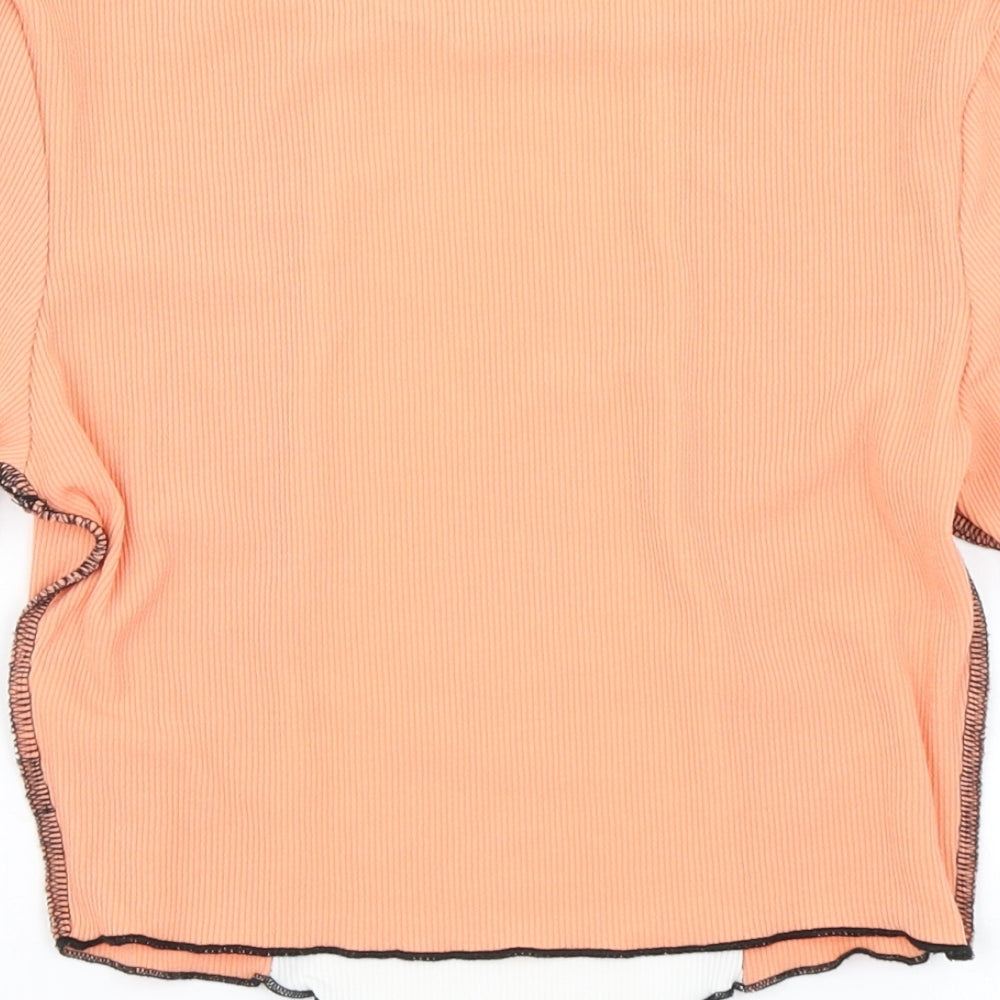 SheIn Womens Orange Colourblock  Cropped T-Shirt Size XS