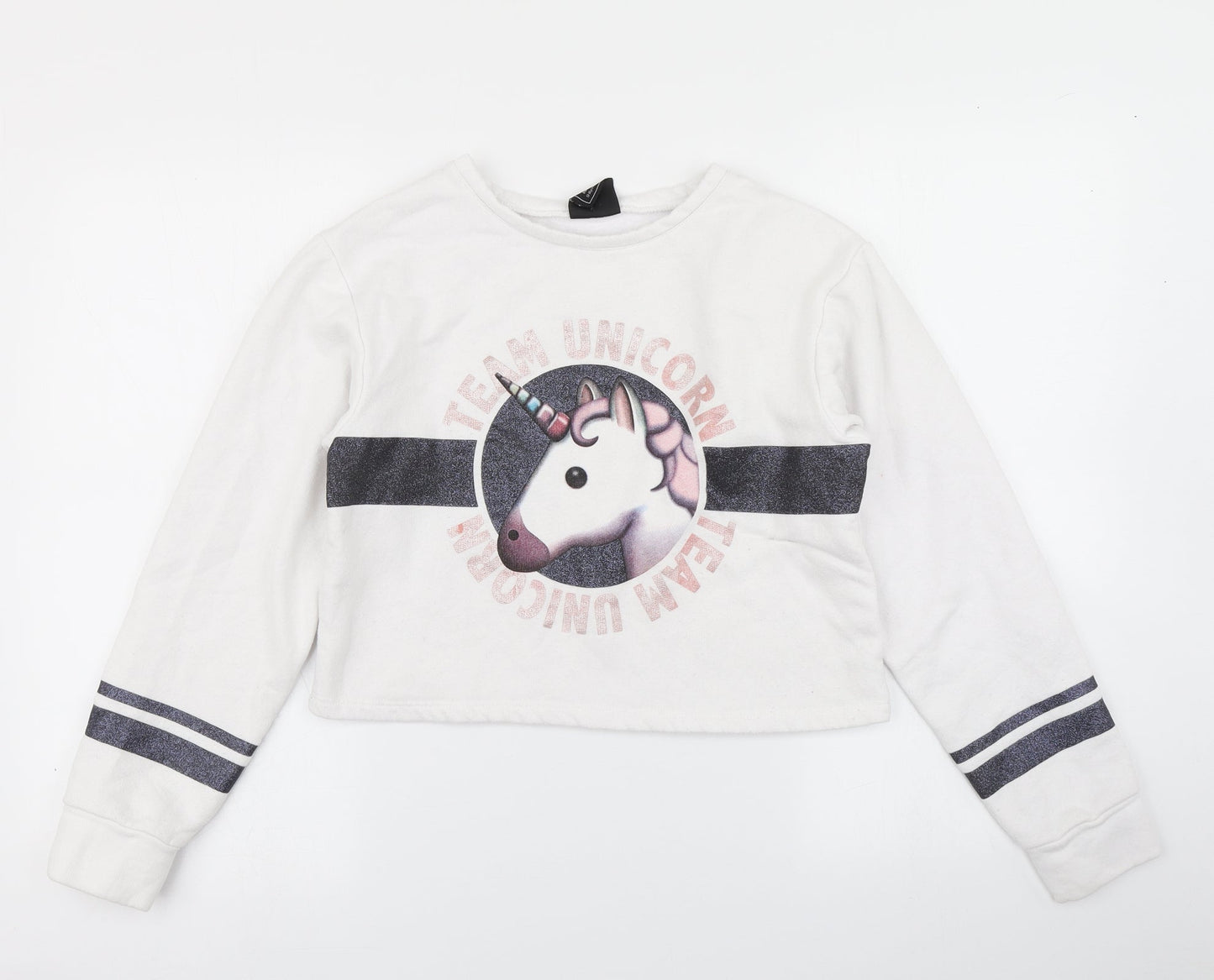 Primark Girls White   Pullover Sweatshirt Size 13-14 Years  - Cropped