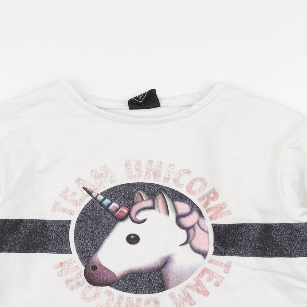 Primark Girls White   Pullover Sweatshirt Size 13-14 Years  - Cropped