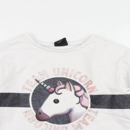 Primark Girls White   Pullover Sweatshirt Size 13-14 Years  - Cropped