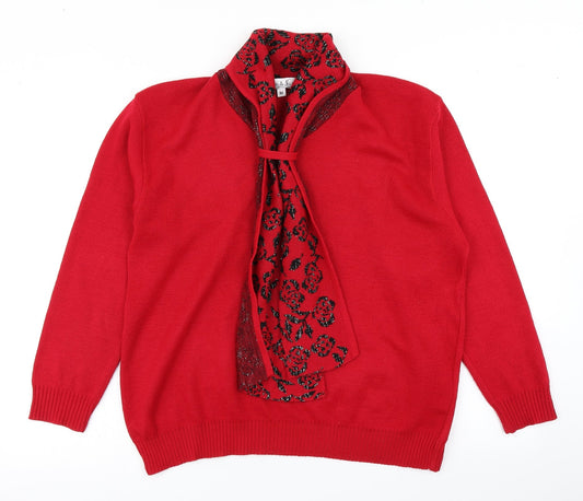 Womens UK Size M Pure & Natural Red Pullover Jumper