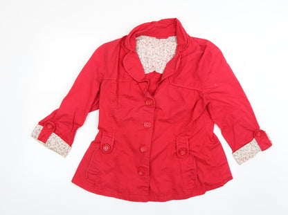 Womens UK Size 16 F&F Red Overcoat