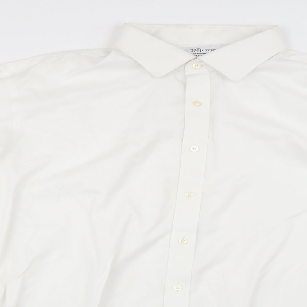 t m jewin Mens White    Dress Shirt Size 38