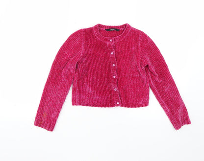 Girls Pink   Cardigan Jumper Size 8-9 Years
