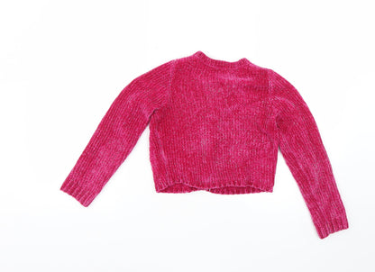 Girls Pink   Cardigan Jumper Size 8-9 Years