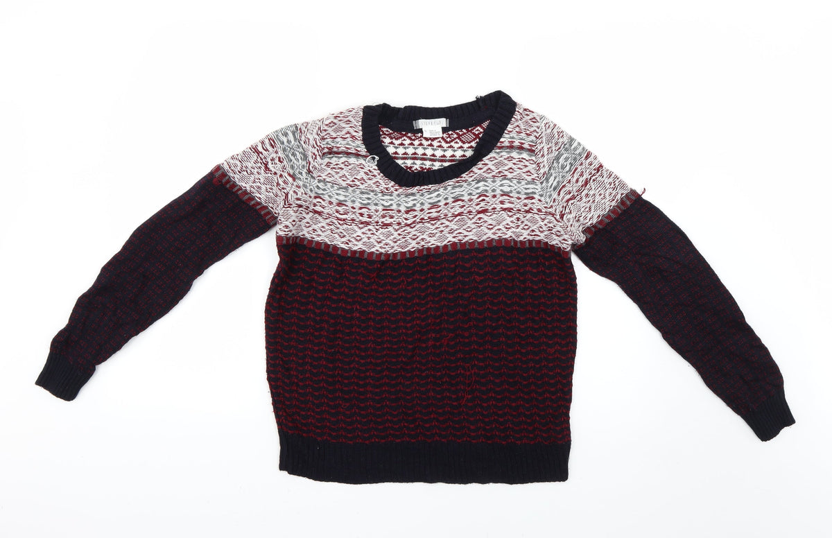Additional front view of Cooperative men’s multicoloured geometric jumper, size S