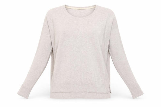 Front view of marks women’s beige jumper, size UK 14