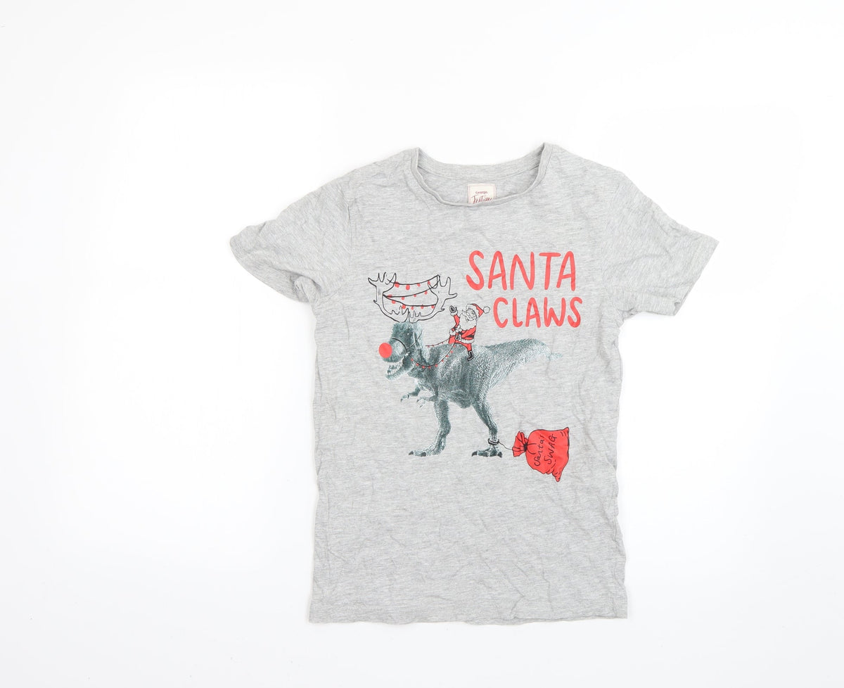 Additional front view of George boys’ grey geometric basic t-shirt, size 10-11, years