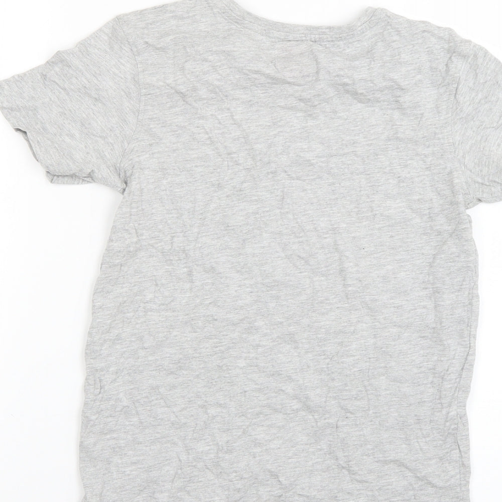 Brand and care label for George boys’ grey geometric basic t-shirt, size 10-11, years