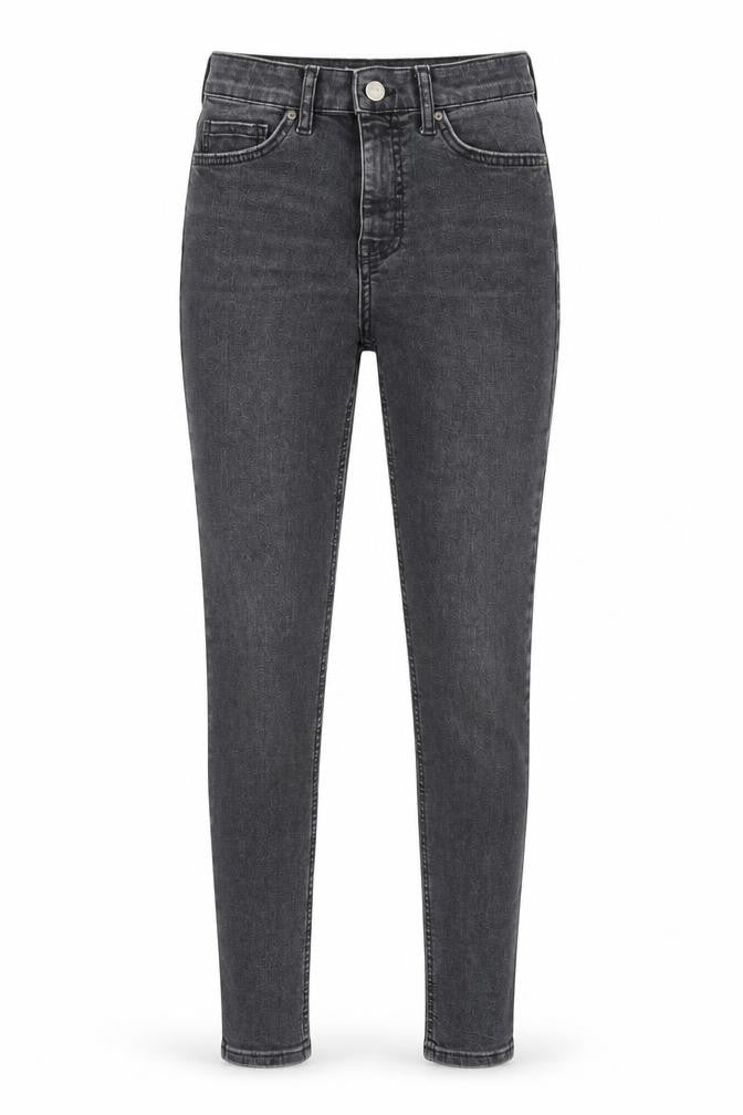 Front view of Topshop women’s black denim skinny jeans, size UK 26, in, 34-inch leg